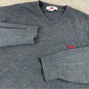 Arkansas Razorbacks Sweater Mens 2XL Merino Wool Football V Neck T240